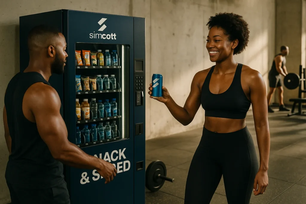 Smart cooler stocked for a fitness center